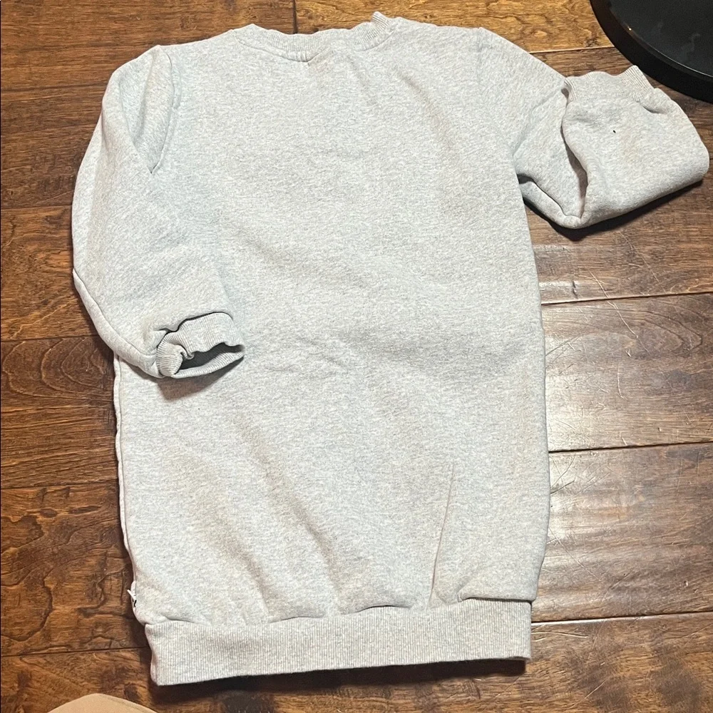 Frugi Embroidered Heathered Gray Organic Cotton Sweatshirt Dress, size 6-7